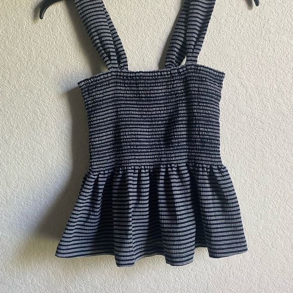 Madewell Texture & Thread Smocked Peplum Striped Feminine Tank Size Small - Picture 6 of 6